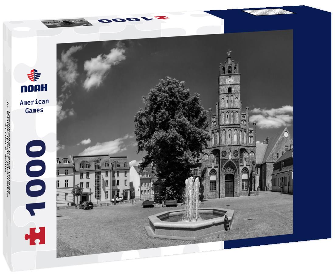 Noah Jigsaw Puzzle Traditional Bena village in Flores Island, Indonesia in black white 1000 pieces