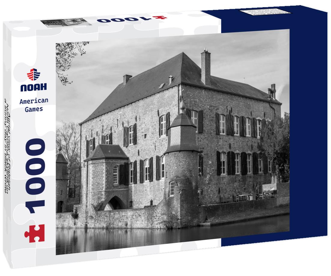 Noah Jigsaw Puzzle Aerial view of Raleigh, North Carolina skyline on a sunny day in black white 1000 pieces