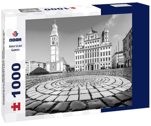 Noah Jigsaw Puzzle Norfolk, Virginia, USA downtown city skyline with dramatic morning clouds on the Elizabeth River in black white 1000 pieces