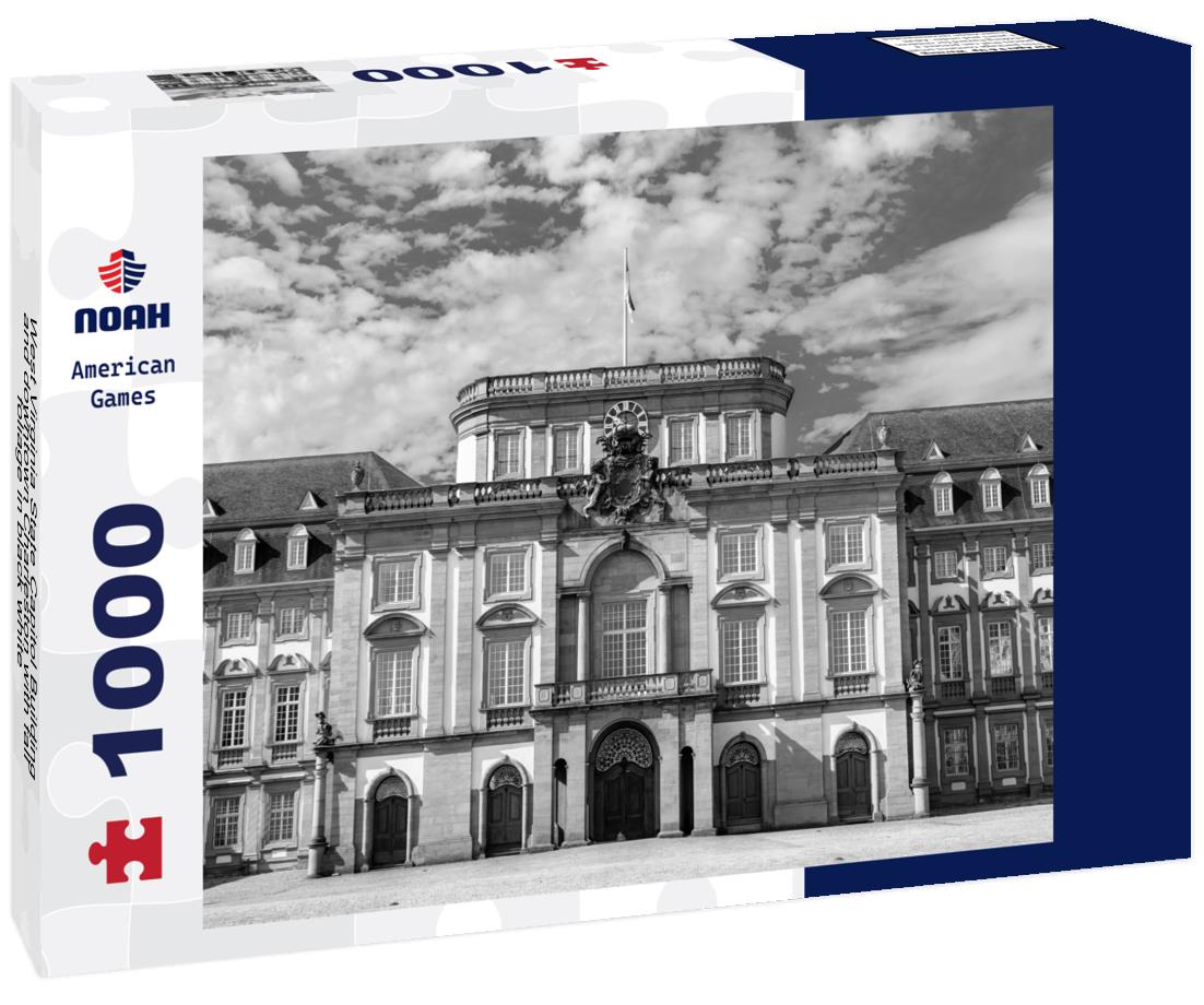 West Virginia State Capitol Building and downtown Charleston with fall foliage 1000pc PuzzleBlack and White