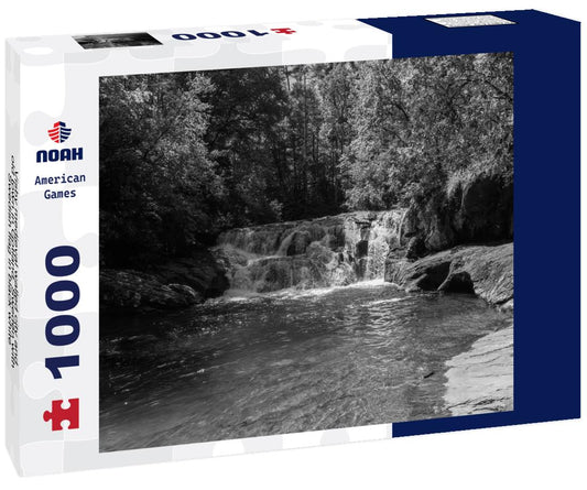 Noah Jigsaw Puzzle Visby medieval walled city and old town in Gotland, Sweden with Swedish flag in black white 1000 pieces