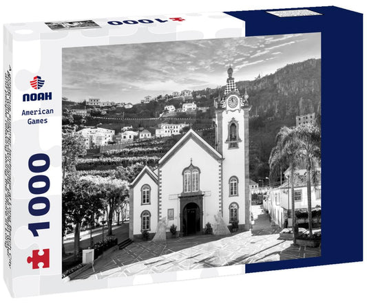 Noah Jigsaw Puzzle A gorgeous summer landscape at Long Beach City Beach with silky brown sand, blue ocean water and people relaxing along the shore in Long Beach California USA in black white 1000 pieces