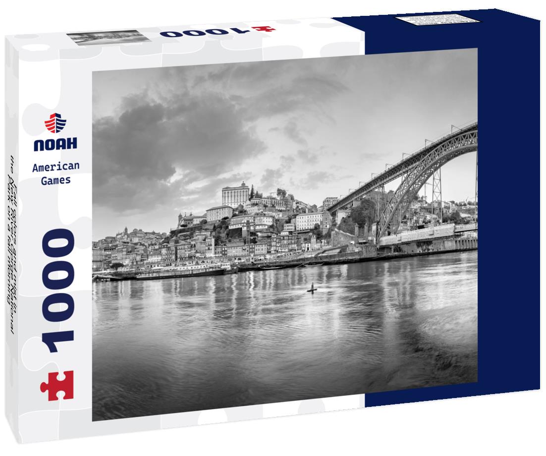 Noah Jigsaw Puzzle Fall colors and mist in the New River Gorge National Park on a fall morning in black white 1000 pieces