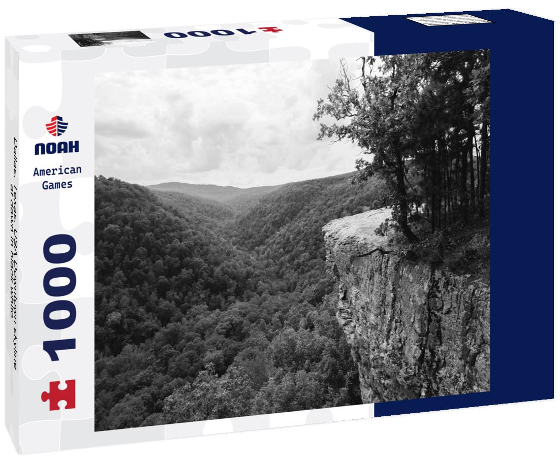 Noah Jigsaw Puzzle Dallas, Texas, USA Downtown skyline at dawn in black white 1000 pieces