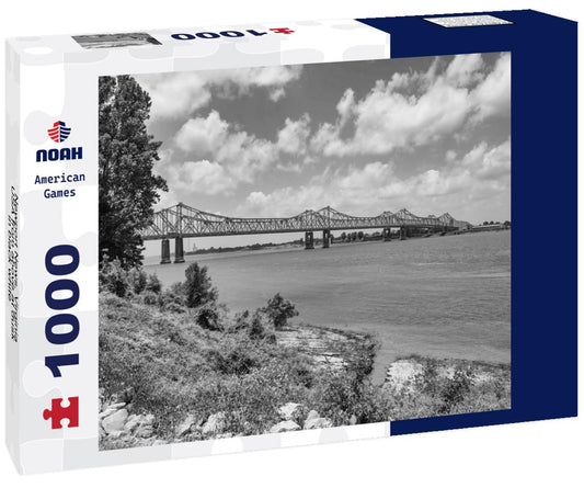 Noah Jigsaw Puzzle Newport News, Virginia, USA from above at dusk in black white 1000 pieces
