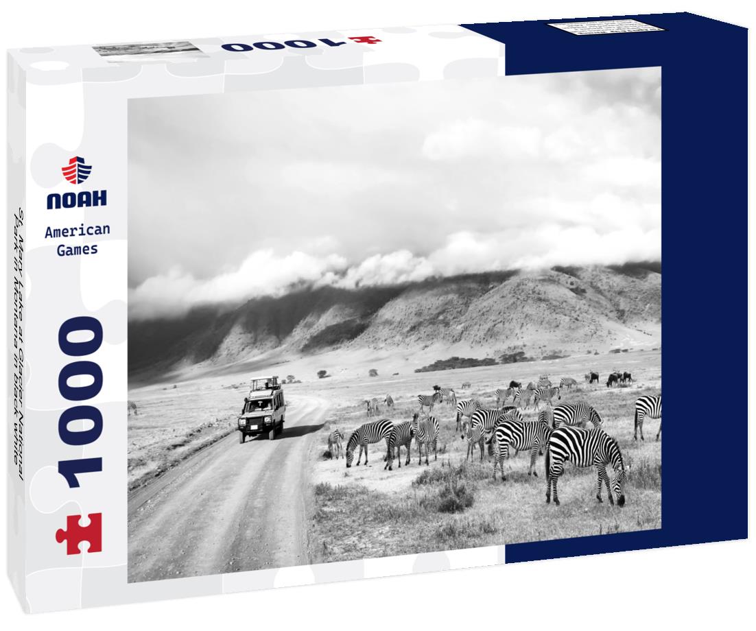 Noah Jigsaw Puzzle St. Mary Lake at Glacier National Park in Montana in black white 1000 pieces