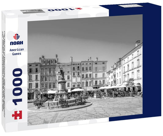 Noah Jigsaw Puzzle City skyline of Manchester with circular geometry of the civic auditorium building with cloudy sky, modern metropolitan architecture in New Hampshire in black white 1000 pieces