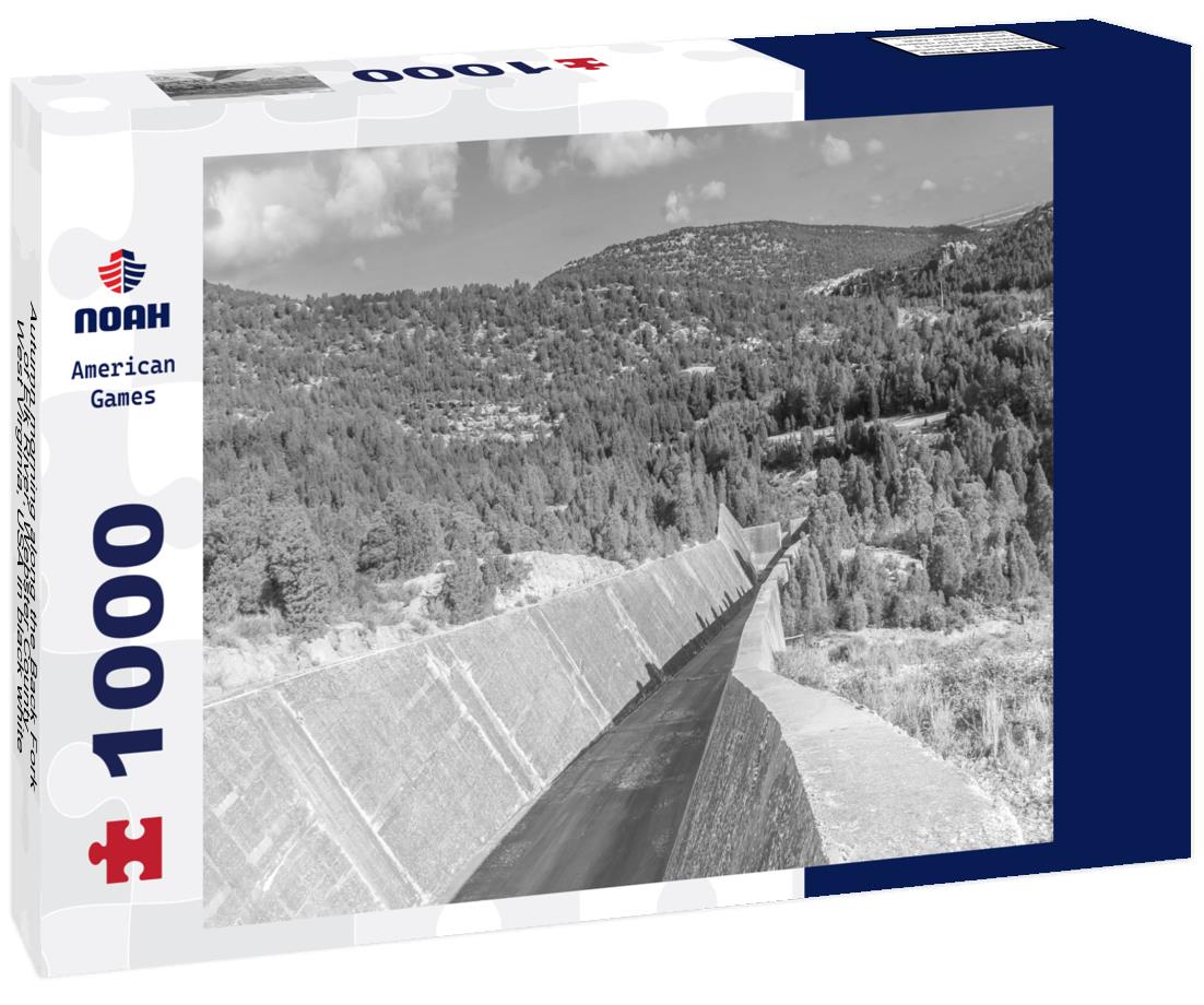 Noah Jigsaw Puzzle Autumn morning along the Back Fork of Elk River, Webster County, West Virginia, USA in black white 1000 pieces