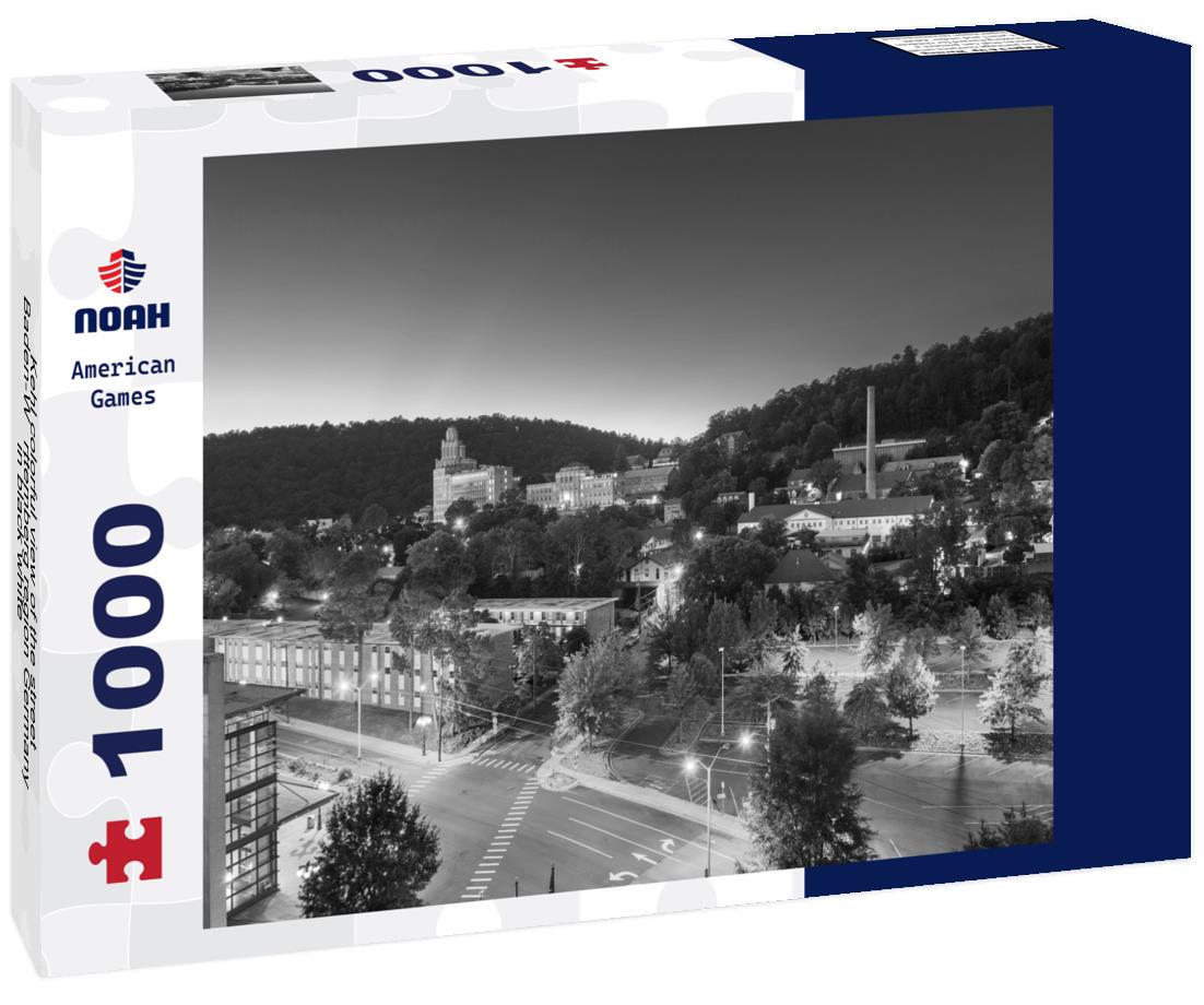 Noah Jigsaw Puzzle Kehl colorful view of the street, Baden-Württemberg region Germany in black white 1000 pieces