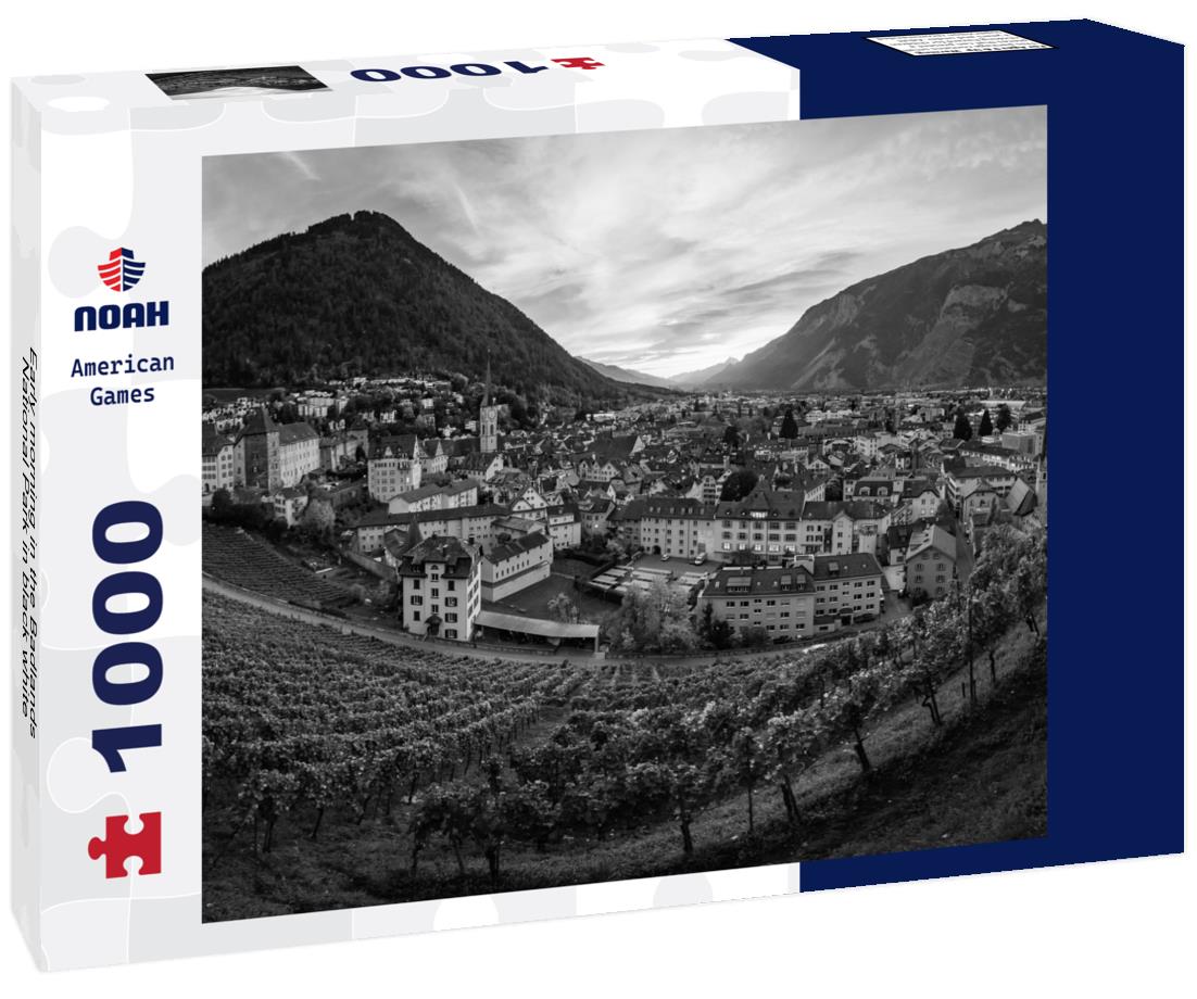 Noah Jigsaw Puzzle Early morning in the Badlands National Park in black white 1000 pieces