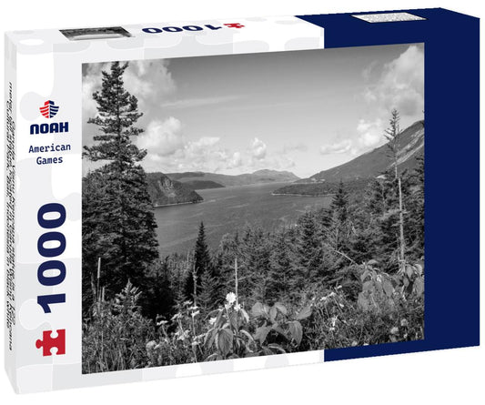 Noah Jigsaw Puzzle Garuda Visnu Kencana statue is a 122-meter tall statue located in Garuda Wisnu Kencana Cultural Park, Bali, Indonesia in black white 1000 pieces