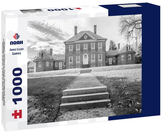 Noah Jigsaw Puzzle Roger Williams Park Roosevelt Lake bandstand and fountain in Providence Rhode Island, USA in black white 1000 pieces