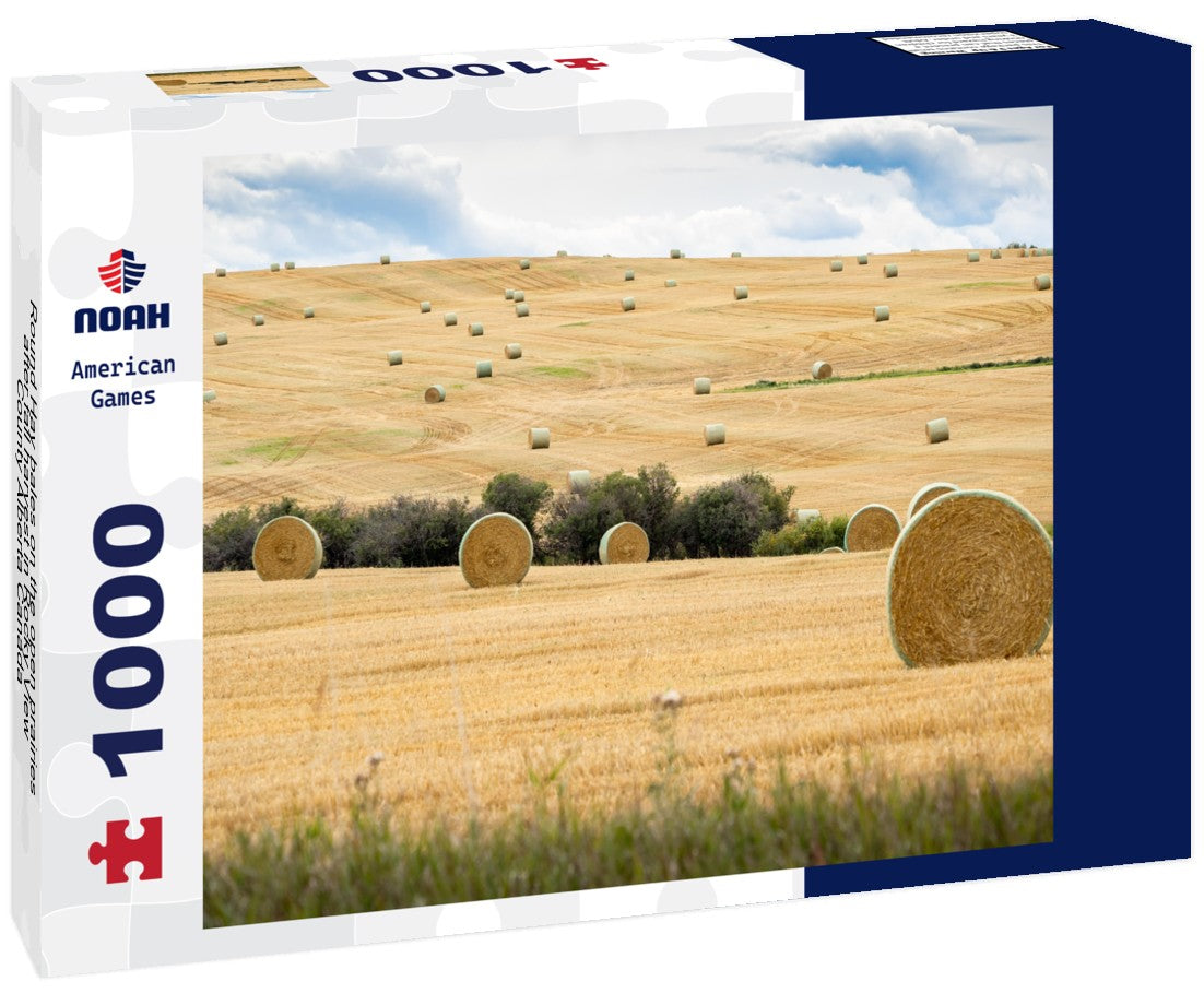 Round Hay bales on the open prairies after fall harvest in Rocky View County Alberta Canada 1000pc Puzzle