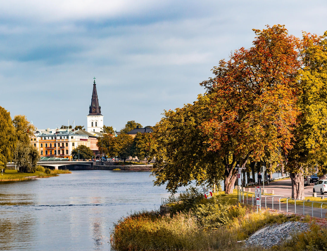 Skyline of Karlstad in Sweden, with the first trees with autumn leaves 1000pc Puzzle