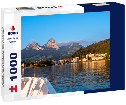 Noah Jigsaw Puzzle View from Lake Lucerne or Lake Lucerne in Brunnen, a town in the political municipality of Ingenbohl, on Lake Lucerne in the Schwyz canton of Schwyz in Switzerland 1000 pieces