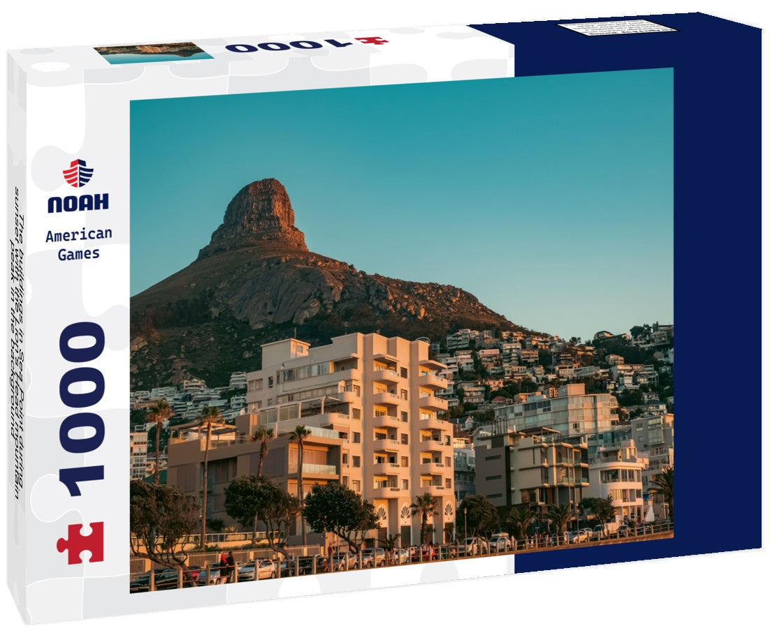 The buildings in Sea Point during sunset with the Lion's Head mountain peak in the background 1000pc Puzzle