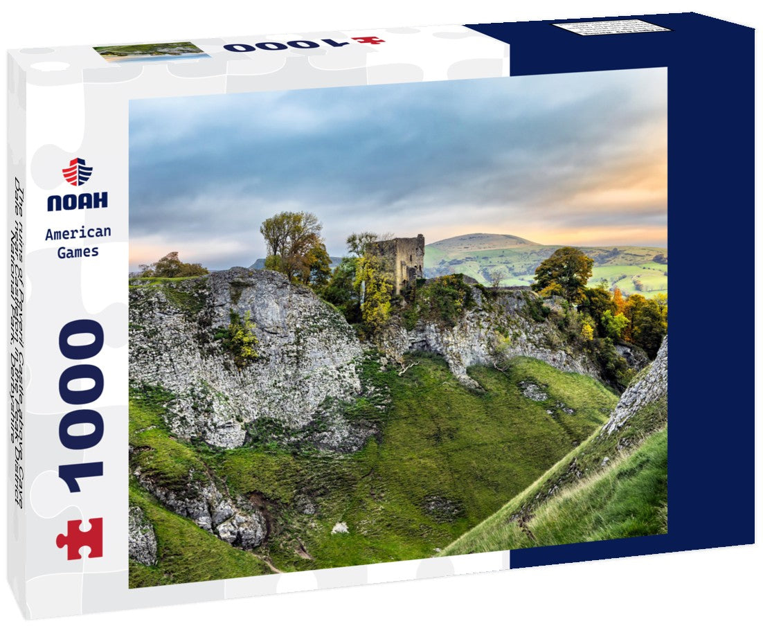 The ruins of Peveril Castle above Cave Dale near Castleton in the Peak District National Park, Derbyshire 1000pc Puzzle