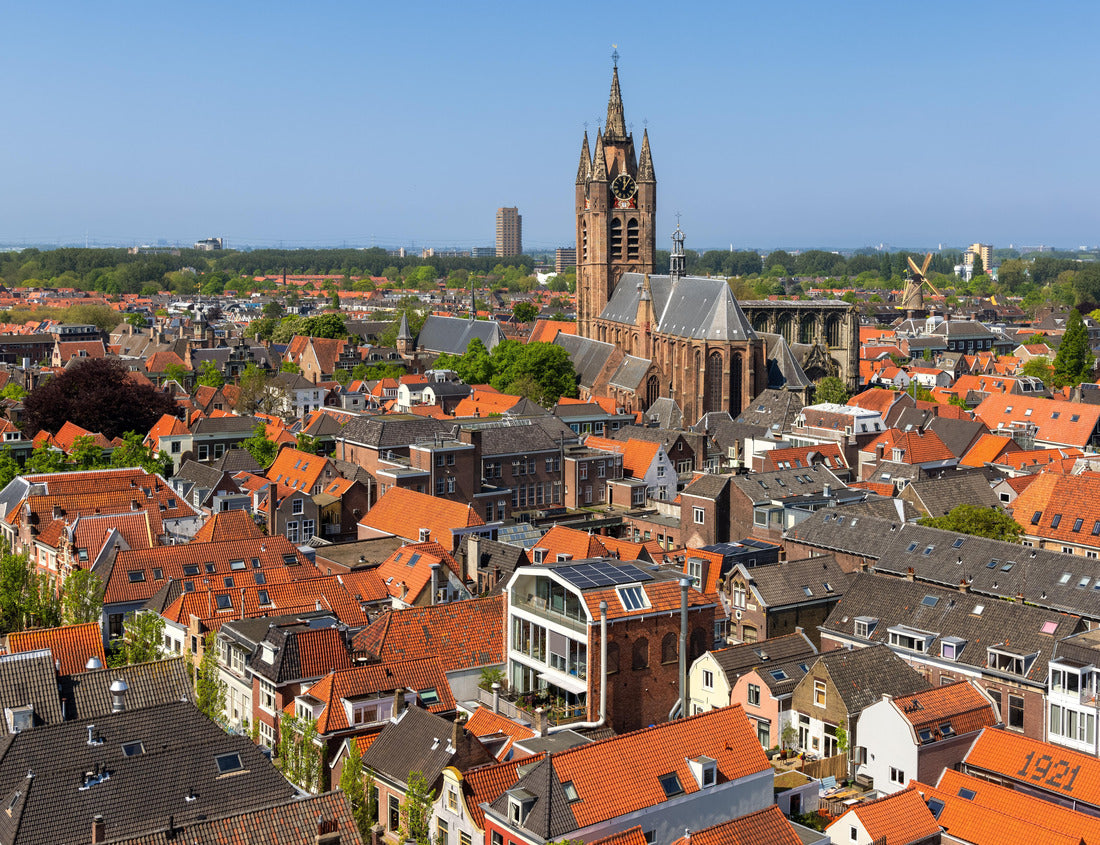 Oude Kerk, a historic church in Delft, Netherlands, is a 75-meter-high brick tower 1000pc Puzzle