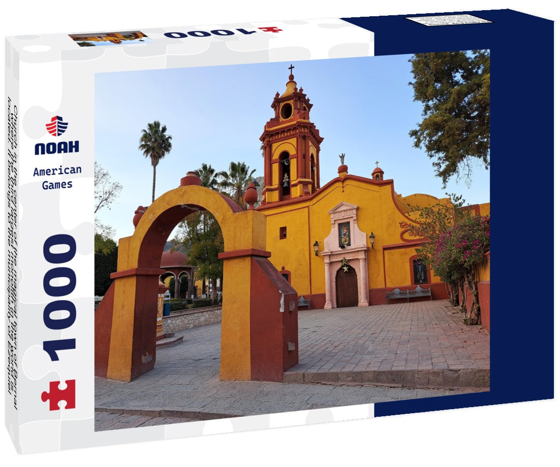 Noah Jigsaw Puzzle Church in the center of the magical town of Bernal, where the third largest monolith in the world is located. It belongs to the municipality of Ezequiel Montes, in the state of Queretaro, Mexico 1000 pieces