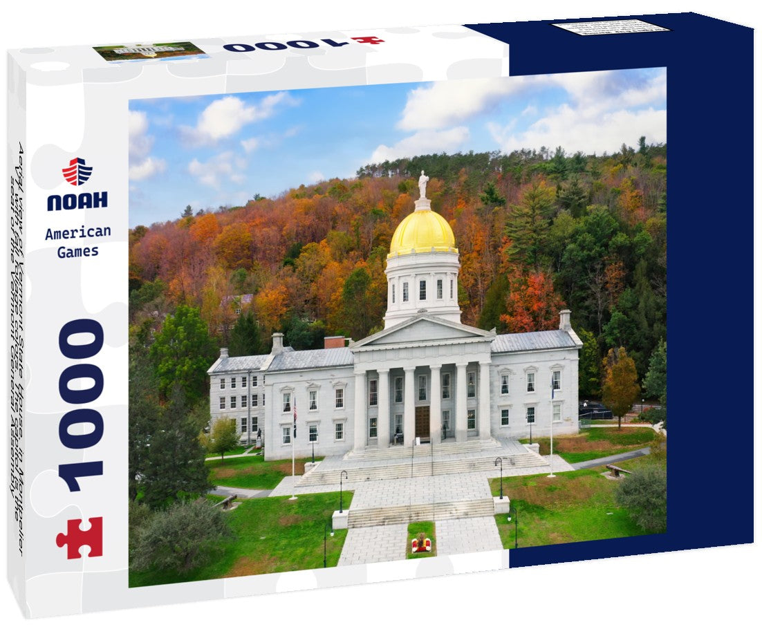 Noah Jigsaw Puzzle Aerial view of Vermont State House, in Montpelier, VT with fall foliage colors. The capitol is the seat of the Vermont General Assembly 1000 pieces