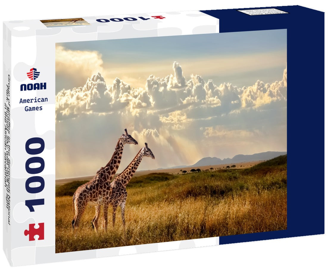 Noah Jigsaw Puzzle Group of giraffes in the Serengeti National Park. Sunset. Sky with rays of light in the African savannah 1000 pieces