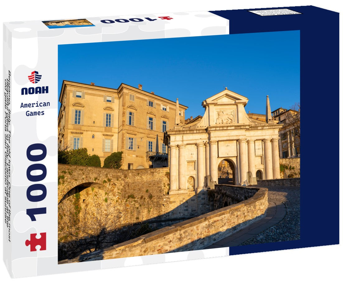 Noah Jigsaw Puzzle Bergamo, Italy. The old town. One of the most beautiful cities in Italy. Landscape at the old gate Porta San Giacomo at sunrise 1000 pieces