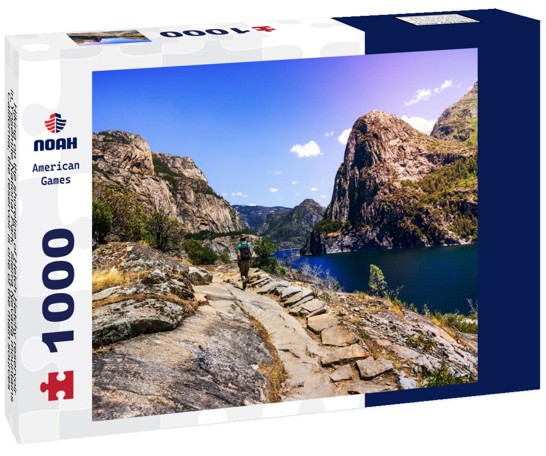 Noah Jigsaw Puzzle Hiking on the shoreline of Hetch Hetchy reservoir in Yosemite National Park, Sierra Nevada mountains, California; the reservoir is one of the main sources of drinking water for the San Francisco bay 1000 pieces