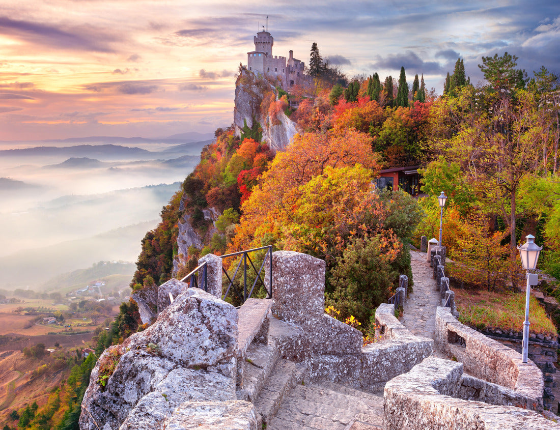 San Marino, Republic of San Marino, Italy. Aerial landscape image of San Marino, Italy at beautiful autumn sunrise 1000pc Puzzle