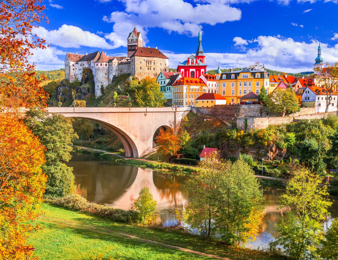 Noah Jigsaw Puzzle Loket, Czech Republic. Charming colorful old town in Sudetenland, Ohre River autumn scenic in Bohemia 1000 pieces