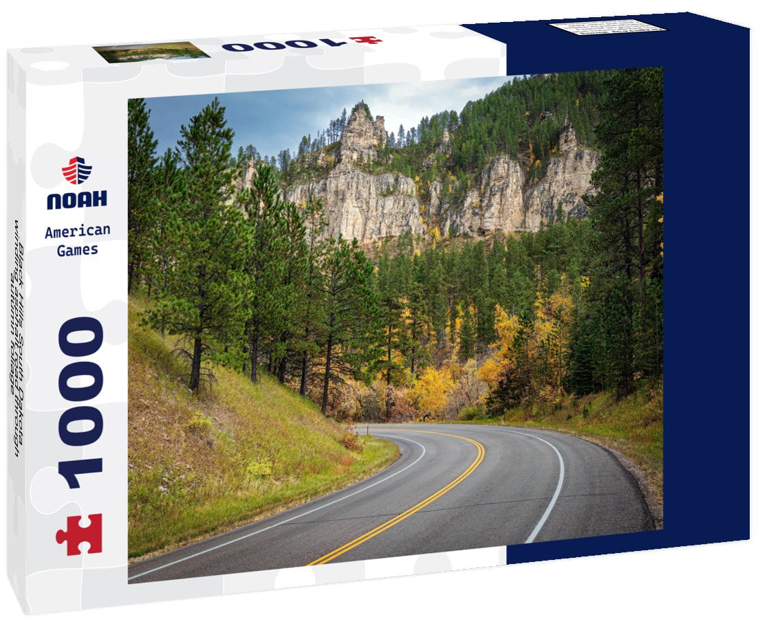 Noah Jigsaw Puzzle Black Hills South Dakota winding asphalt road through autumn foliage 1000 pieces