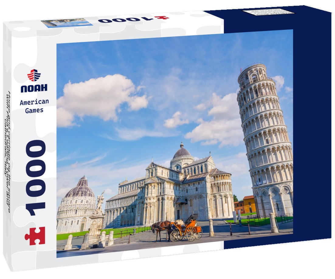 Noah Jigsaw Puzzle Horse and carriage on the square with Pisa's Leaning Tower and cathedrals, Italy 1000 pieces