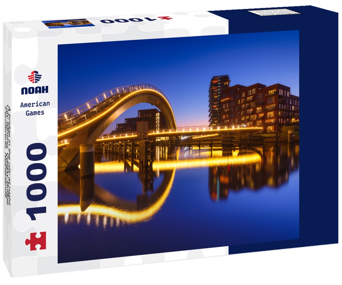 Noah Jigsaw Puzzle A bridge in the city at night. City lighting. Galaxy Bridge, Purmerend, Netherlands 1000 pieces