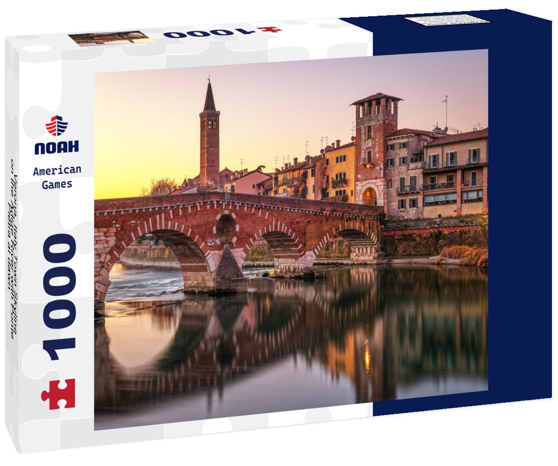 Verona, Italy Town Skyline on the Adige River with Ponte Pietra at dawn 1000pc Puzzle