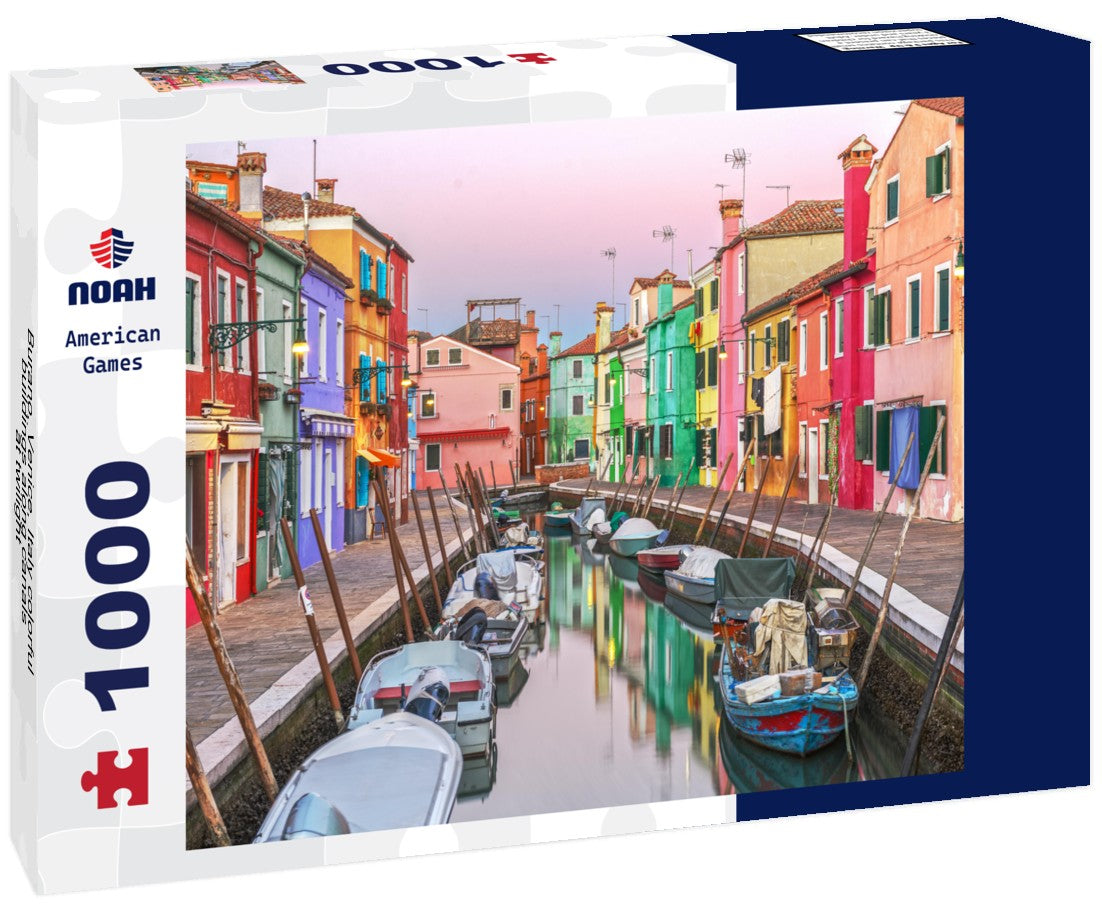 Noah Jigsaw Puzzle Burano, Venice, Italy colorful buildings along canals at twilight 1000 pieces