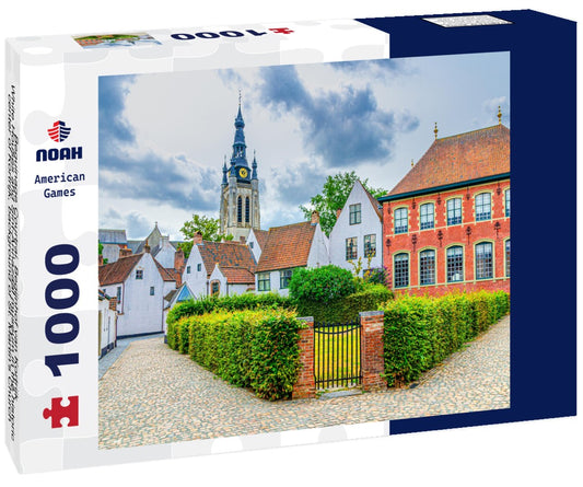 Noah Jigsaw Puzzle Beguinage Courtrai, Begijnhof van Kortrijk, White Houses and Sint-Annazaal museum in the historic center of Kortrijk, background of St. Martin's Church, West Flanders province, Flemish Region, Belgium 1000 pieces