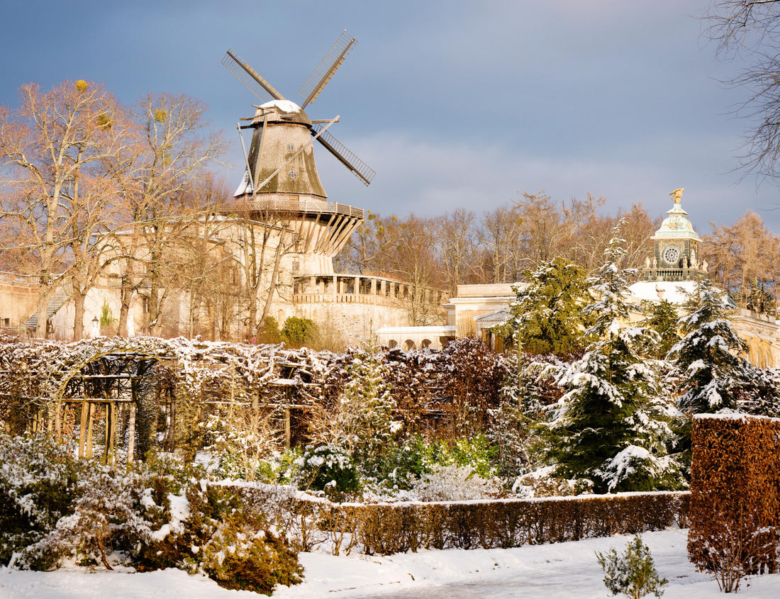 The windmill San Susi in winter, adorned with snow: A picturesque scene in which the snowy landscape frames the charming mill and creates a tranquil winter atmosphere. 1000pc Puzzle