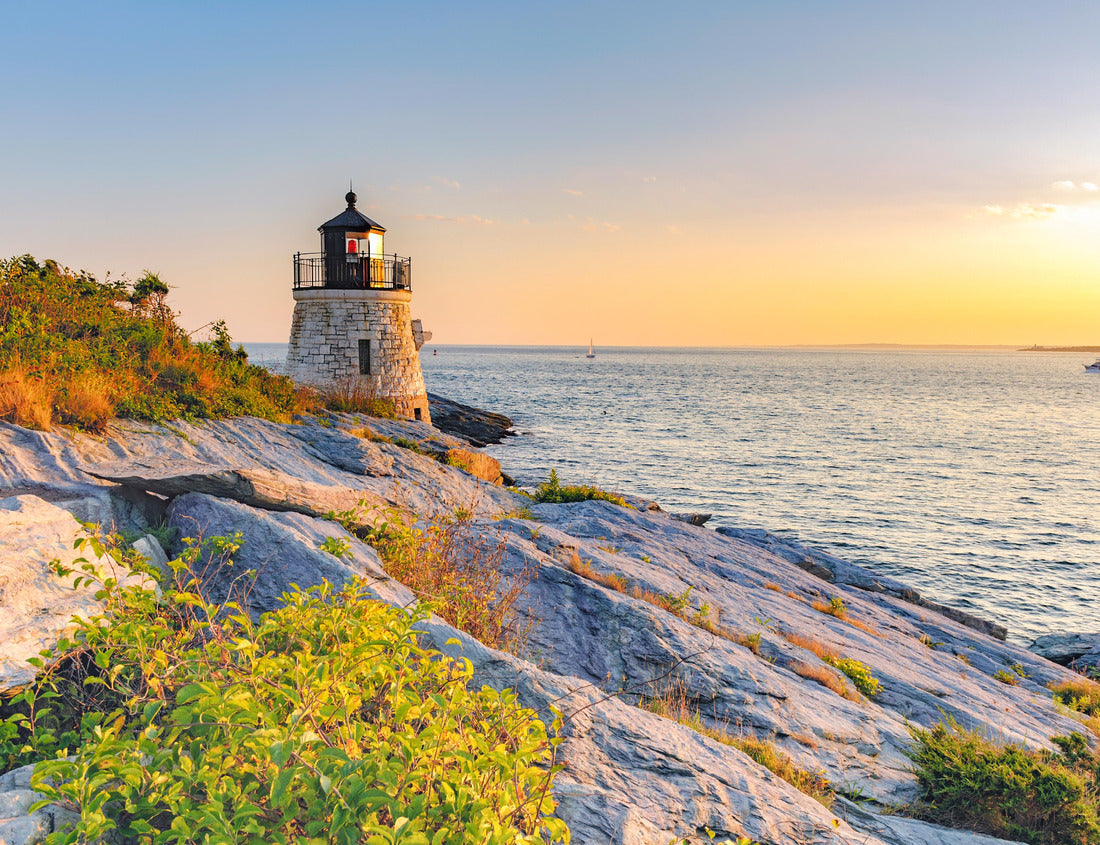 Noah Jigsaw Puzzle Castle Hill Lighthouse at twilight during the golden hour just before sunset, Newport, Rhode Island, USA. The beautiful granite tower, completed in 1890, is built right into the cliff 1000 pieces
