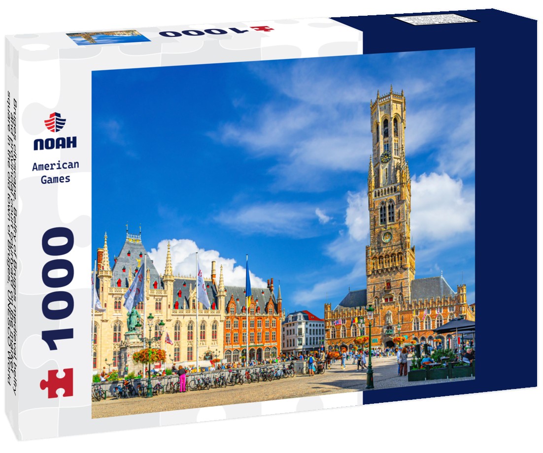 Noah Jigsaw Puzzle Bruges cityscape, Belfry of Bruges medieval belfry and provincial court courtyard on the market square in the old town of Bruges, UNESCO World Heritage, West Flanders, Belgium 1000 pieces