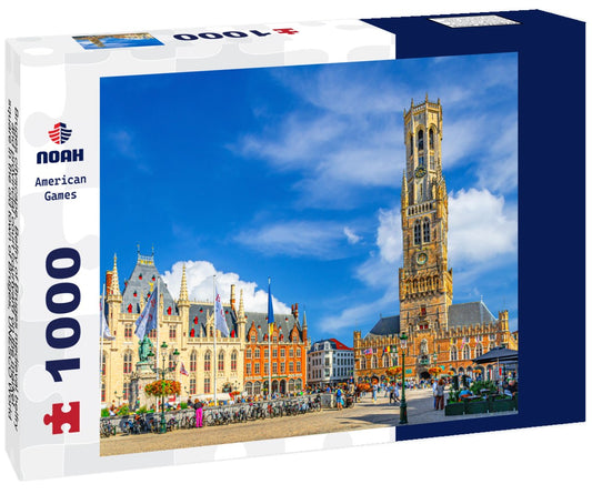 Noah Jigsaw Puzzle Bruges cityscape, Belfry of Bruges medieval belfry and provincial court courtyard on the market square in the old town of Bruges, UNESCO World Heritage, West Flanders, Belgium 1000 pieces