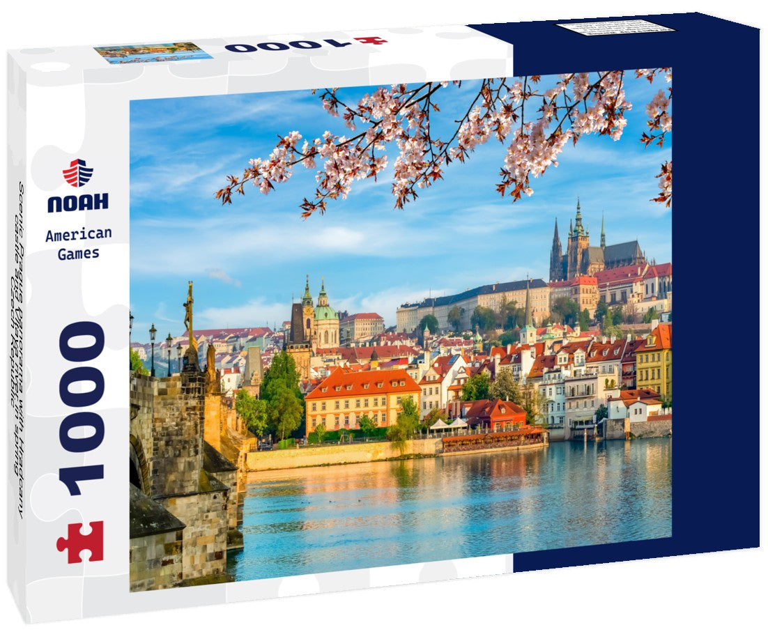 Scenic Prague with Hradcany castle and Vltava river in spring, Czech Republic 1000pc Puzzle