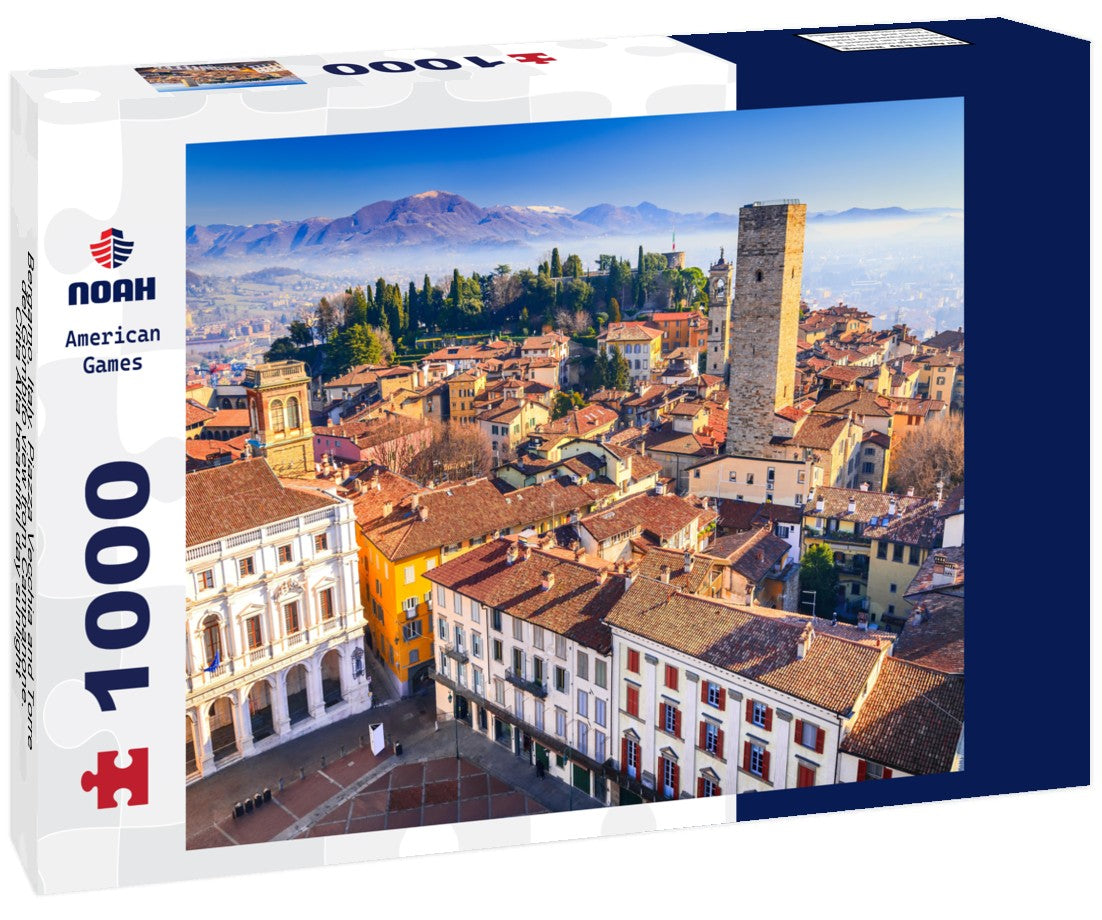 Noah Jigsaw Puzzle Bergamo, Italy. Piazza Vecchia and Torre del Gombito view from Campanone. Citta Alta beautiful day sunlight 1000 pieces