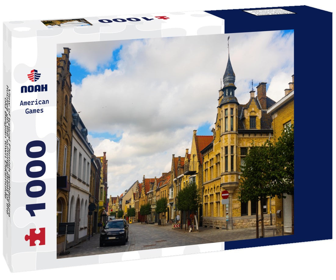 typical Flemish architecture houses on the summer street of the old Belgian town Diksmuide 1000pc Puzzle