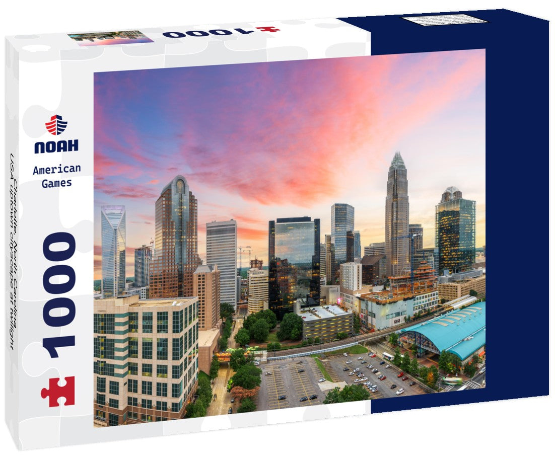 Noah Jigsaw Puzzle Charlotte, North Carolina, USA uptown cityscape at twilight 1000 pieces