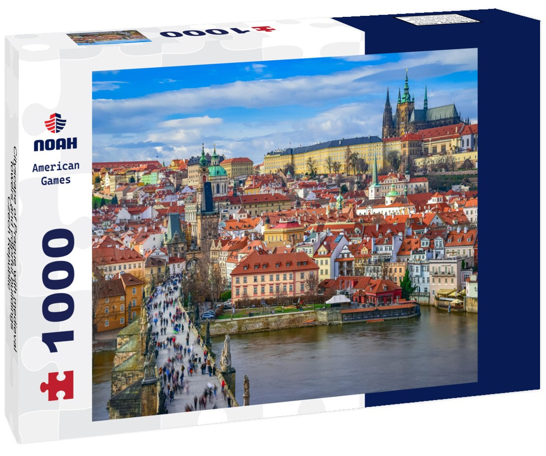 Noah Jigsaw Puzzle Cityscape of Prague with medieval towers and colorful buildings, Czech Republic 1000 pieces