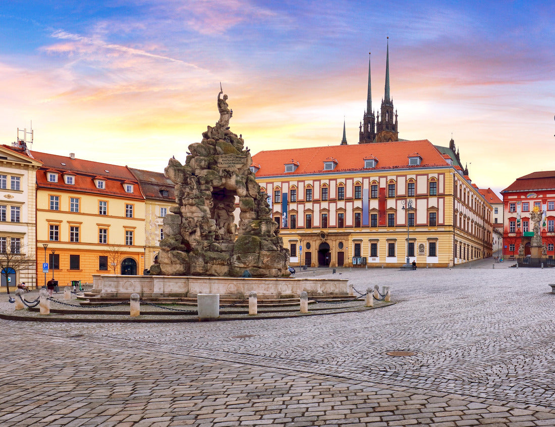 Noah Jigsaw Puzzle Brno - panorama of Zeleny trh square at dramatic sunset, Czech Republic 1000 pieces
