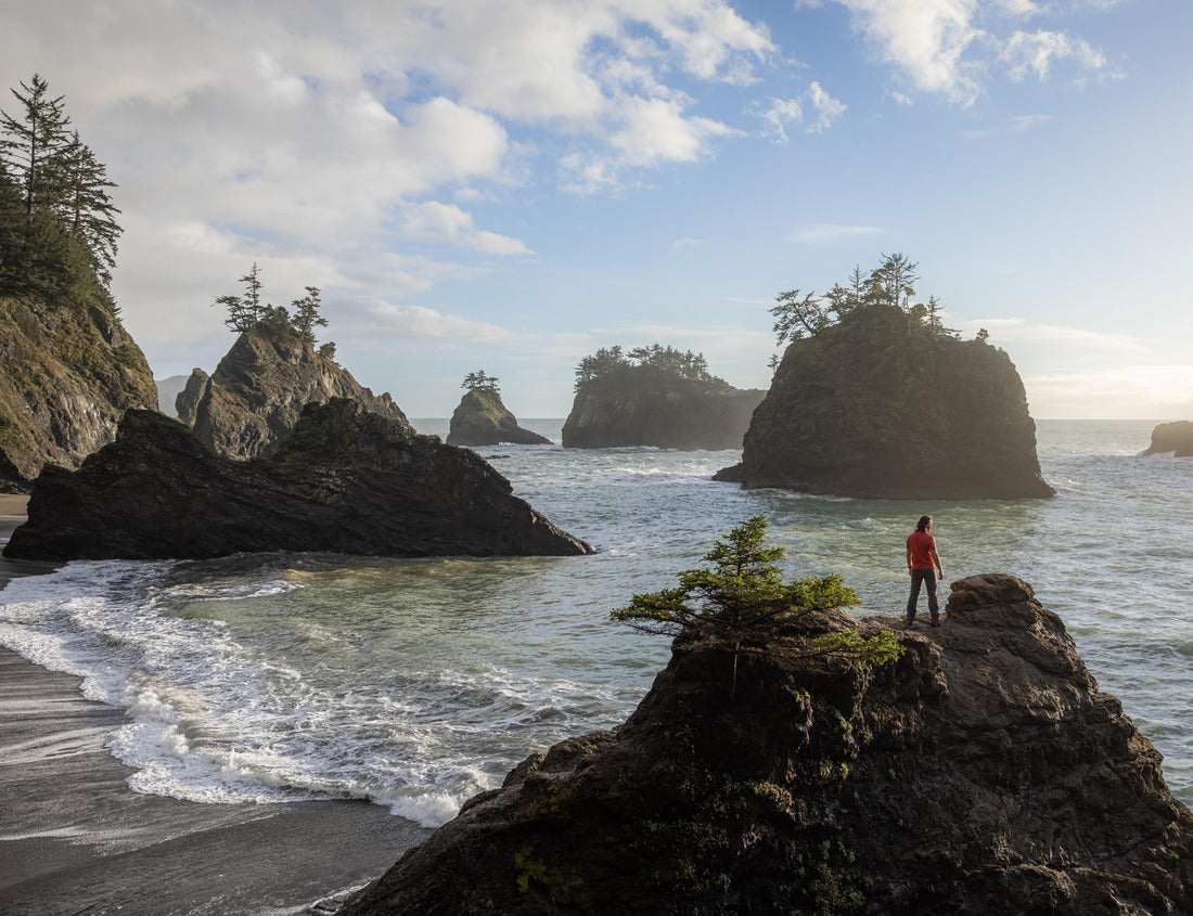 Noah Jigsaw Puzzle Enjoying the view of the rocky shore line and sea stacks of this stretch of coast line in southern Oregon, Secret beach around sunset 1000 pieces