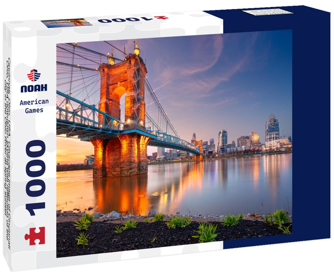 Noah Jigsaw Puzzle Cincinnati, Ohio, USA. Cityscape image of Cincinnati, Ohio, USA downtown skyline with reflection of the city in the Ohio River at spring sunset 1000 pieces