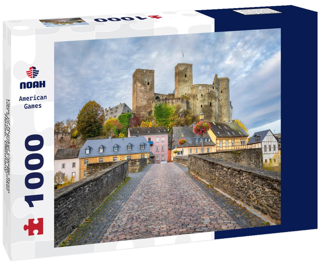 Runkel Castle from old stone bridge in Runkel, Hesse, Germany 1000pc Puzzle