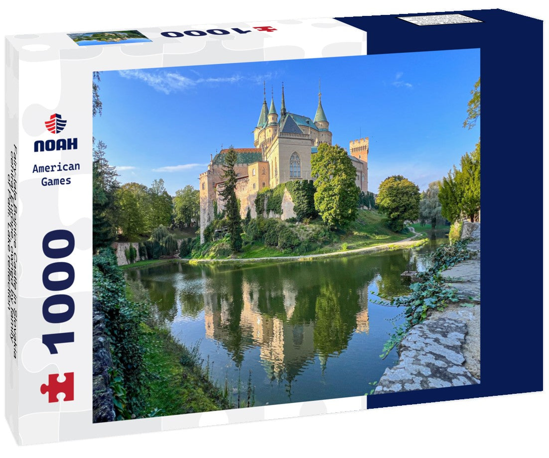 Noah Jigsaw Puzzle Fairy-tale Bojnice Castle in Slovakia, central Europe, owned by family of Palfi. Lake reflection 1000 pieces