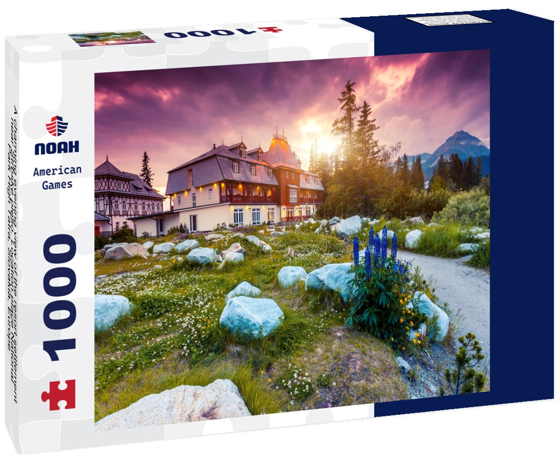 Noah Jigsaw Puzzle A charming evening view of the resort settlement near Strbske pleso. Location place National Park High Tatra, Slovakia, Europe 1000 pieces